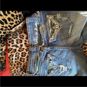 Miss Me Blue Distressed Jeans with Camouflage Accents